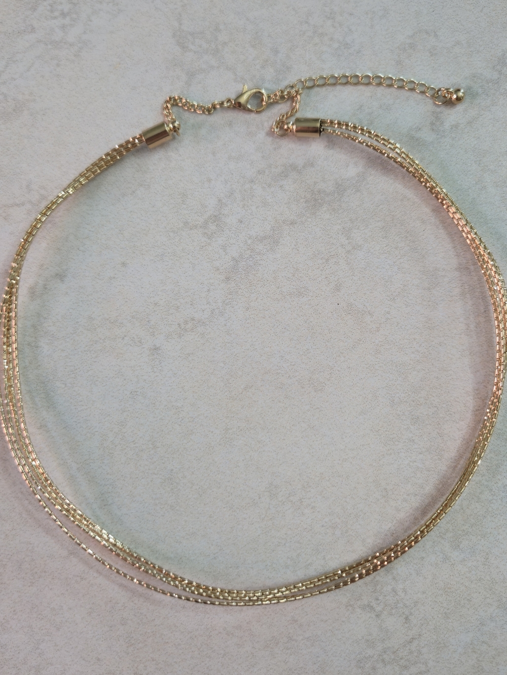 Gold Tone 6 Strand Layered Choker Necklace Multi Chain Minimalist
